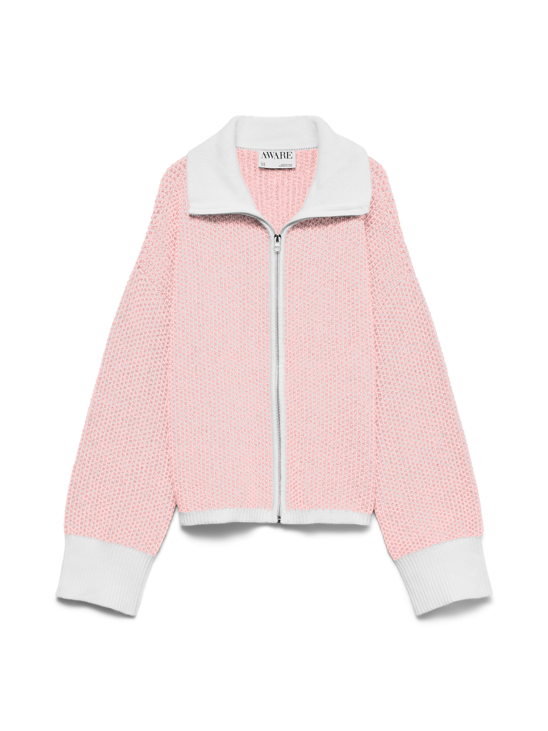 Awollie Ls Zip Knit Cardigan Rosa