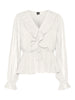 Vmdora L/s Frill Pleat Top Wvn Noos Hvit