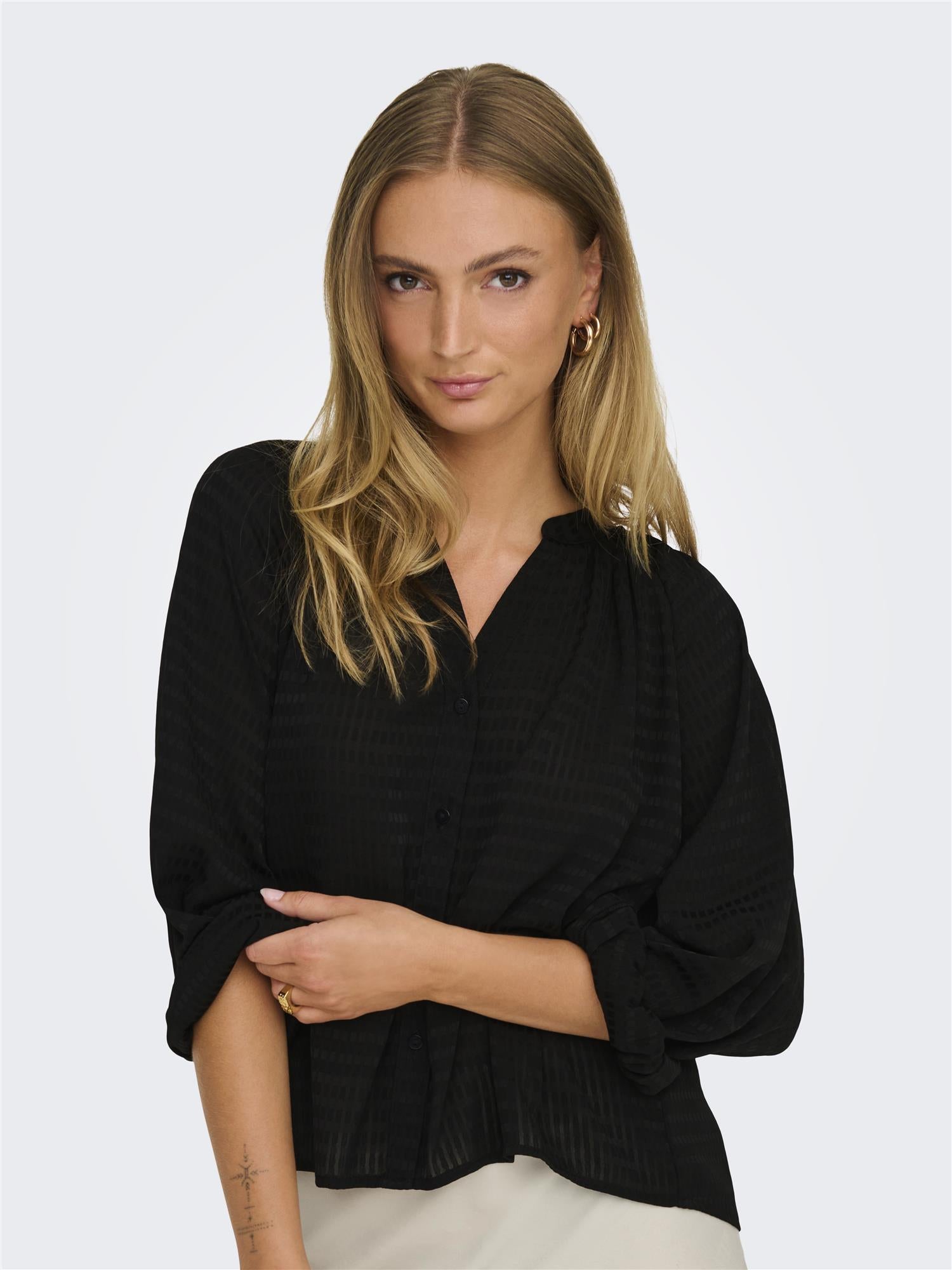 JDYJULIA L/S LOOSE SHIRT WVN Black