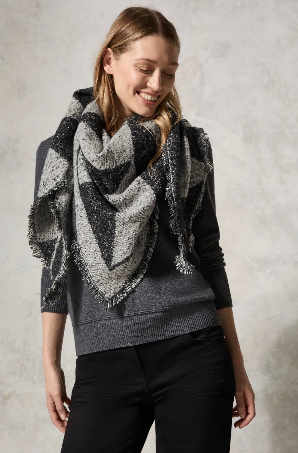 Lurex boucle skjerf Svart