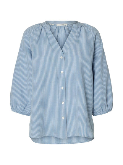 Slwcleo-Alberta Linen Blend Shirt Noos Blå