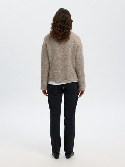 Slfgabriella Ls Knit High Neck Noos Mørkegrå