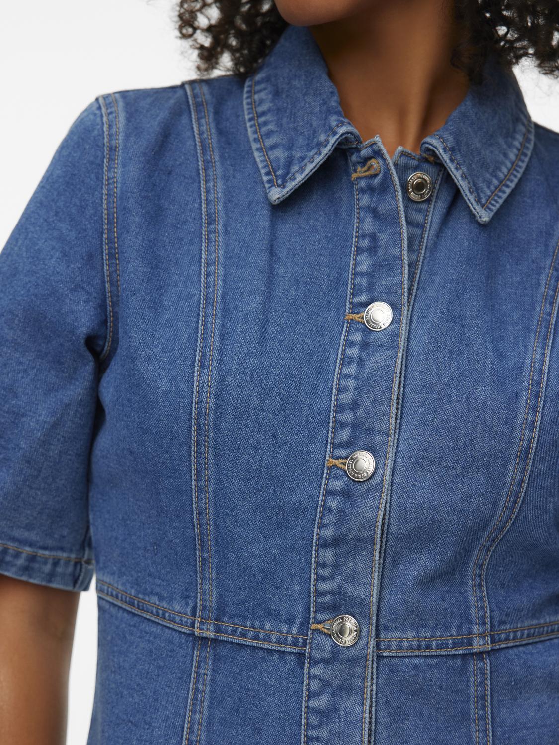 Vmdaisy 2/4 Short Denim Dress Noos Blå