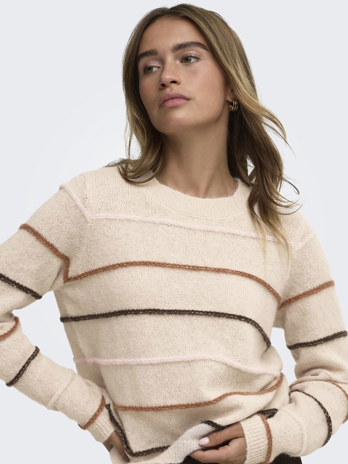 Jdysigrid Life L/s On Struc Pullover Knt Grå