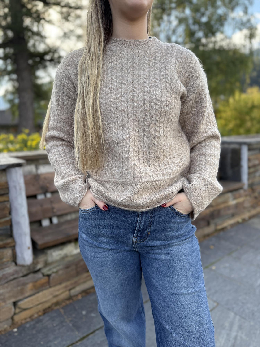 SLFALVA STRUCTURE LS KNIT O-NECK Irish Cream