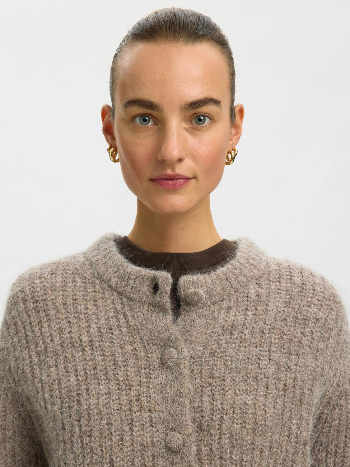 Slwgabriella Ls Button Cardigan Noos Brun