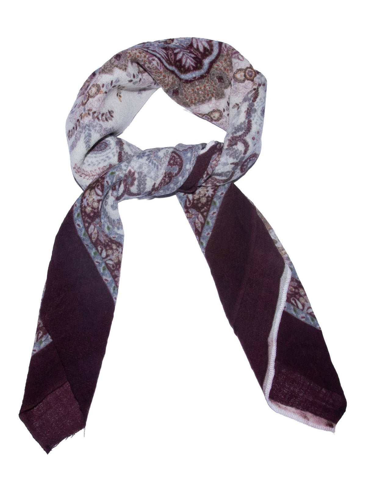 Skjerf Ull Paisley 85x85cm Brun Brun