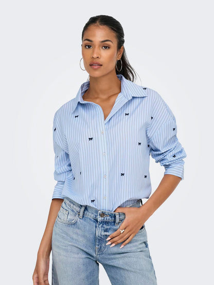 Onloregon Zeidi Ls Bow Shirt Noos Wvn Blå