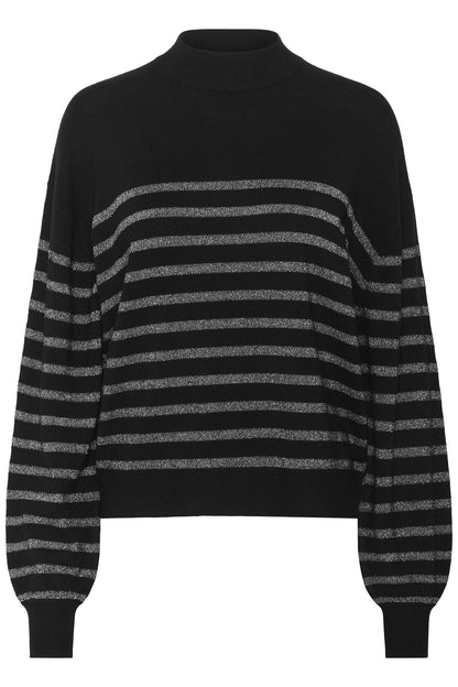 Kalizz Turtleneck Pullover Black / Silver Stripe