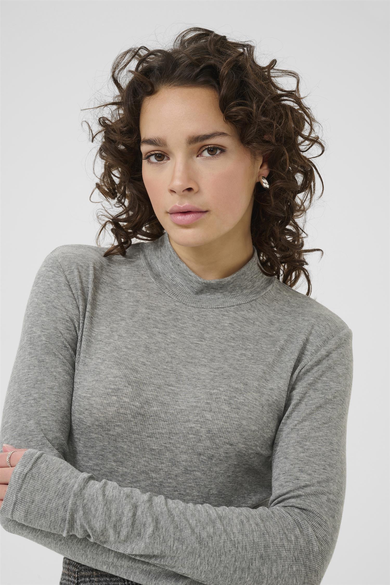 Kaiben Roll Neck T-Shirt Grey Melange