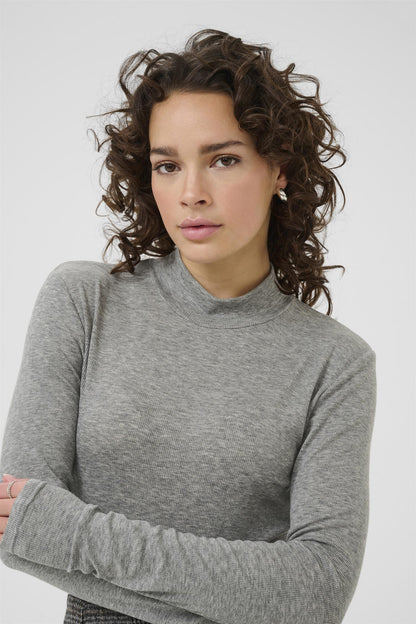Kaiben Roll Neck T-Shirt Grey Melange