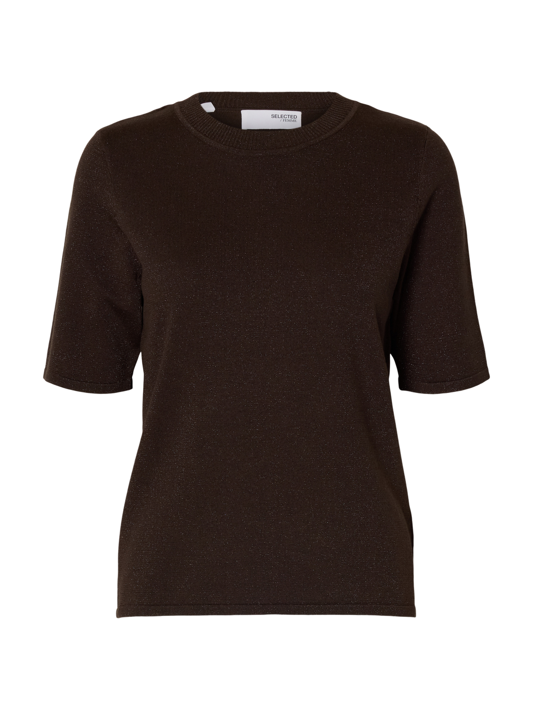 Slflura 2/4 Knit O-Neck Brun