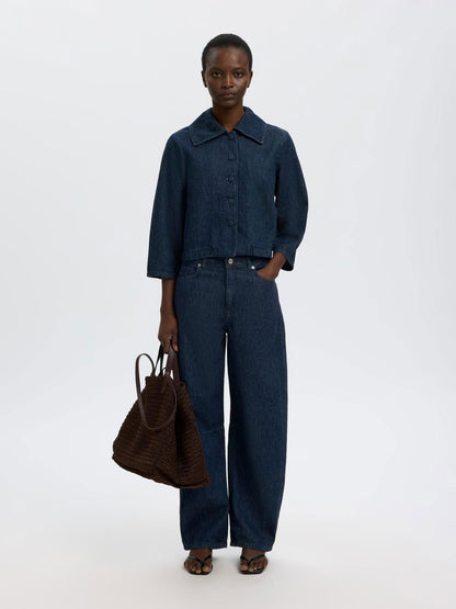 Slfrelaxed Hanny 3/4 Denim Jacket Blå