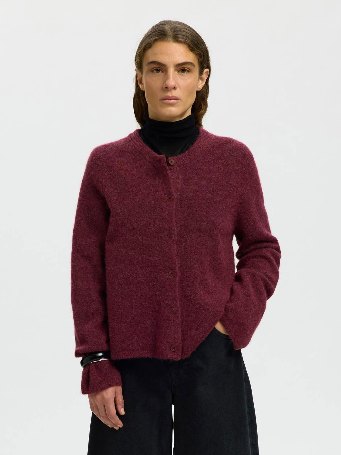 Slwlulu New Ls Knit Cardigan Noos Burgunder