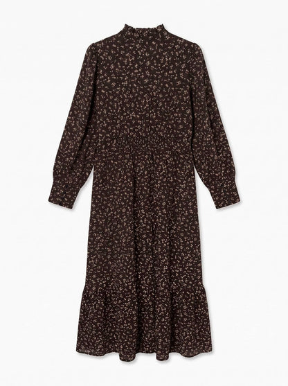 Awnoelle Ls High Neck Ankle Dress Brun