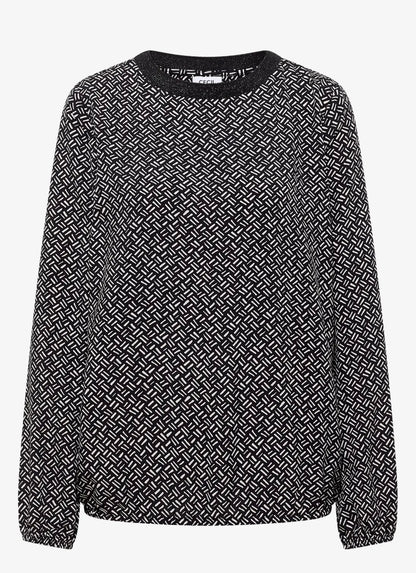 AOP viskose blouse with lurex Svart