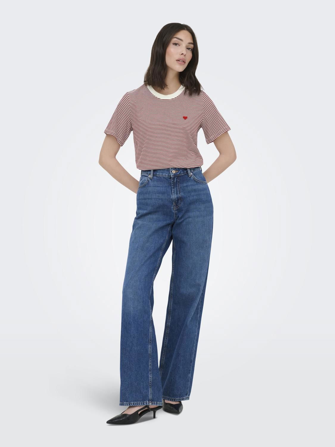 Jdypisa S/s Print Top Jrs Noos Rød