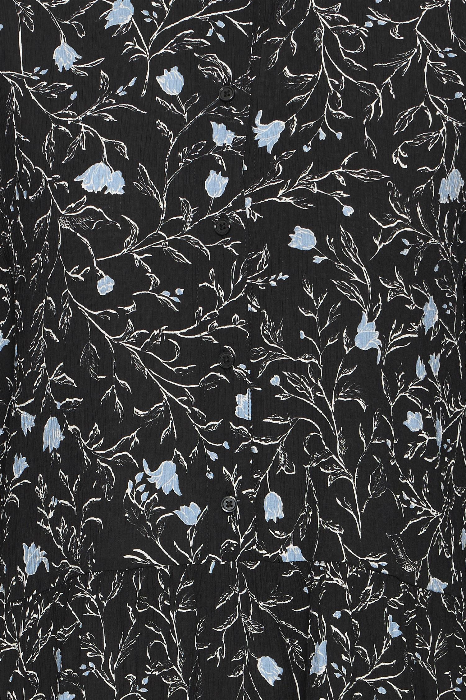 Pzkalulla Dress Black Blue Flower Print