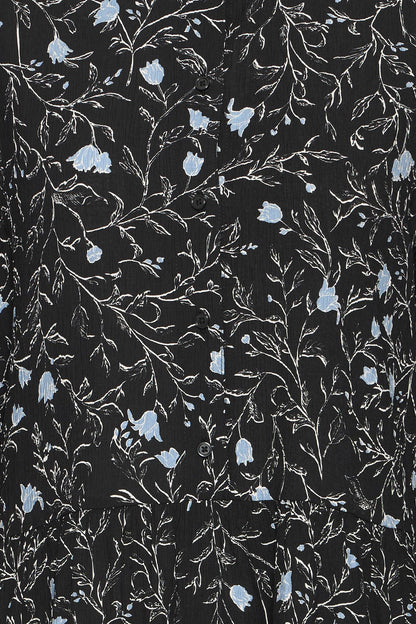 Pzkalulla Dress Black Blue Flower Print