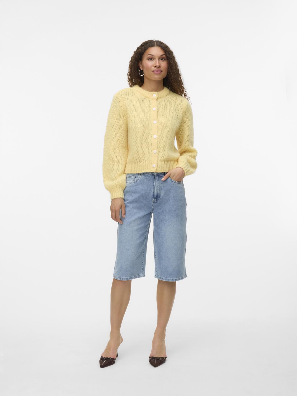 VMWILO LS O-NECK CARDIGAN EXP Mellomgul