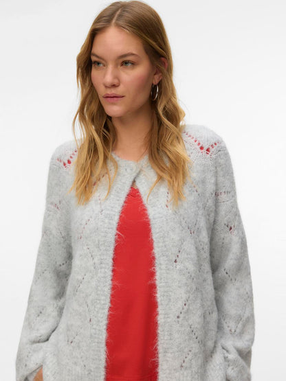 Vmshell Ls O-Neck Onebutton Cardigan Boo Grå