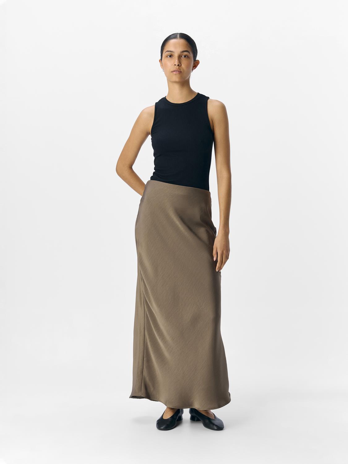 Objchilli Mw Long Skirt Noos Brun