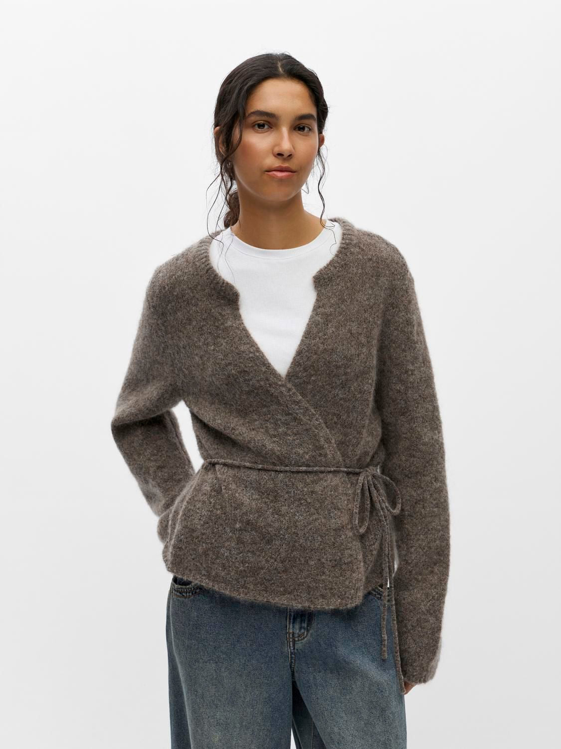 Objnete L/s Re Tie Cardigan Noos Brun