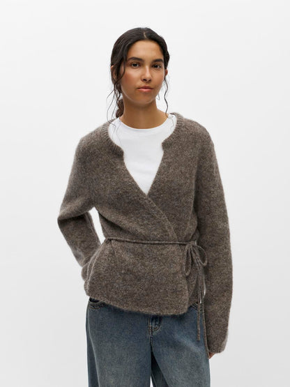 Objnete L/s Re Tie Cardigan Noos Brun