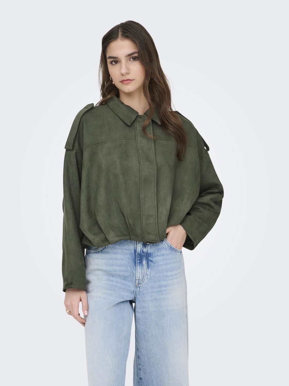 Jdynia Faux Suede Bat Jacket Otw Noos Grønn