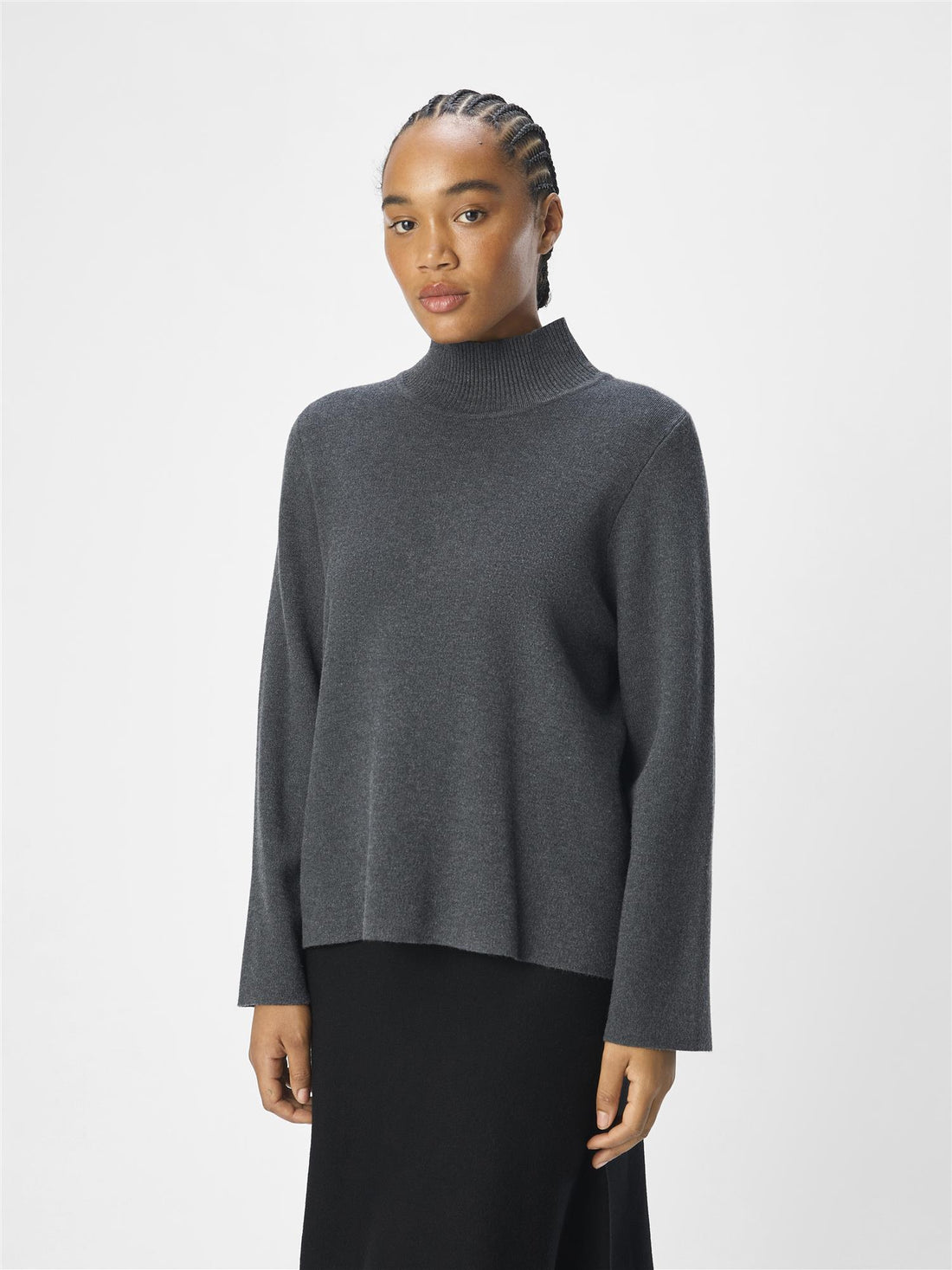 OBJREYNARD SQUARE SLEEVE PULLOVER Dark Grey Melange