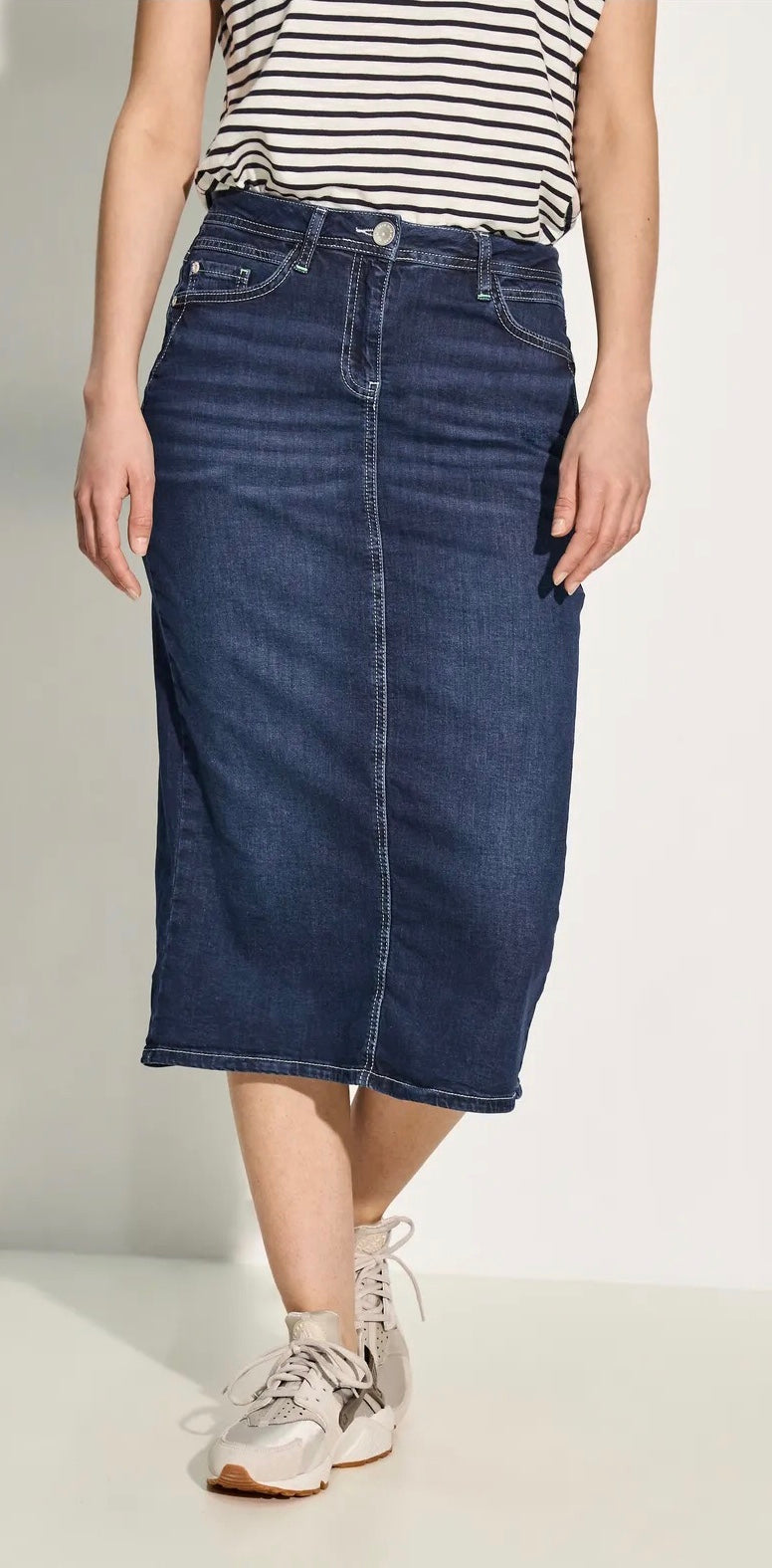 Denim skirt maxi dark Blå