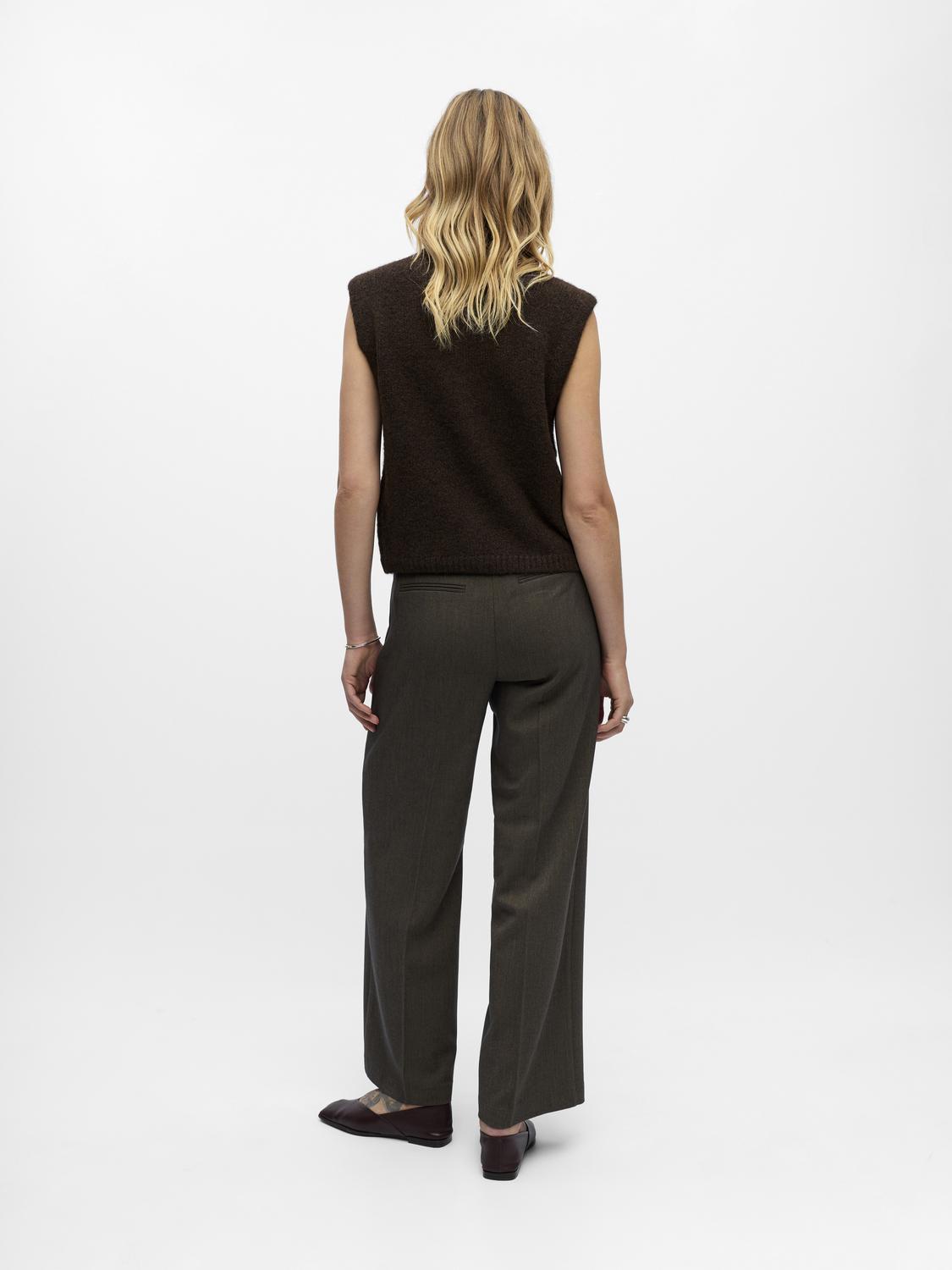 Objsaggia Re Knit Vest Cardigan Noos Brun