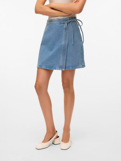 Vmliza Mr Short Denim Wrap Skirt Ga Noos Blå