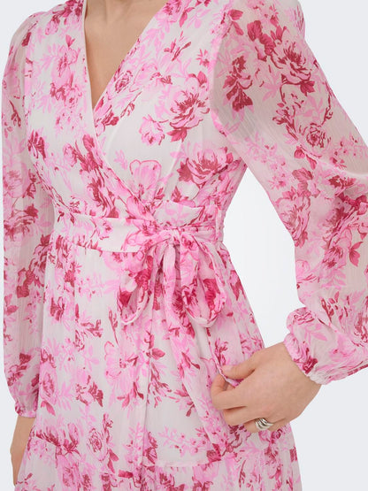 Onlmiriam Ls Wrap Midi Dress Cs Wvn Rosa