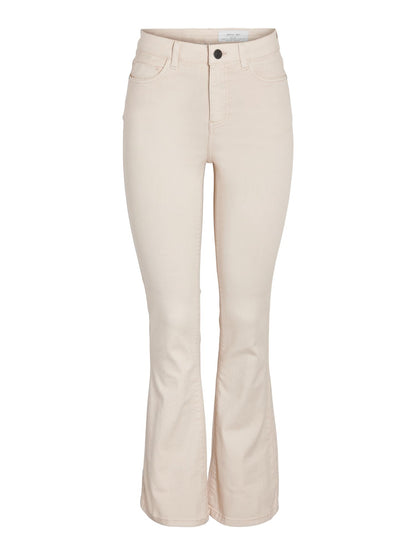 NMSALLIE HW FLARE JEANS Beige