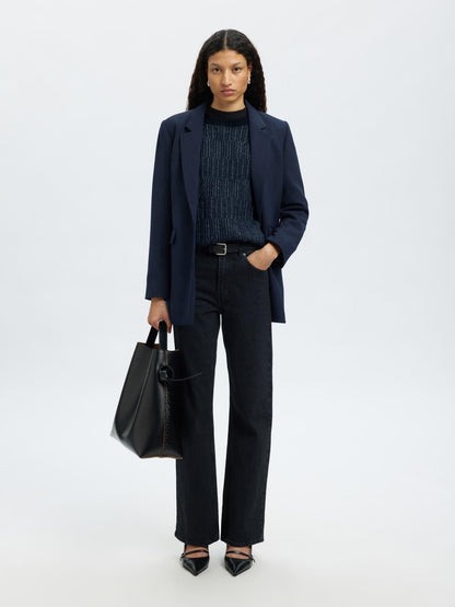 Slfalva Ls Knit Stripe O-Neck Blå