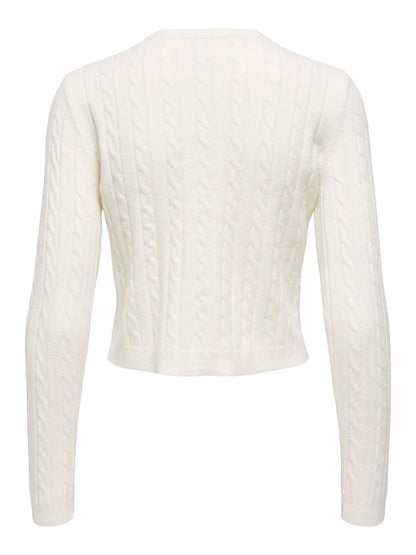 Onlkatia Ls Cable Button Cardigan Cc Knt Hvit