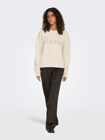 Onlbest L/s Print Crew Neck Swt Lys Beige