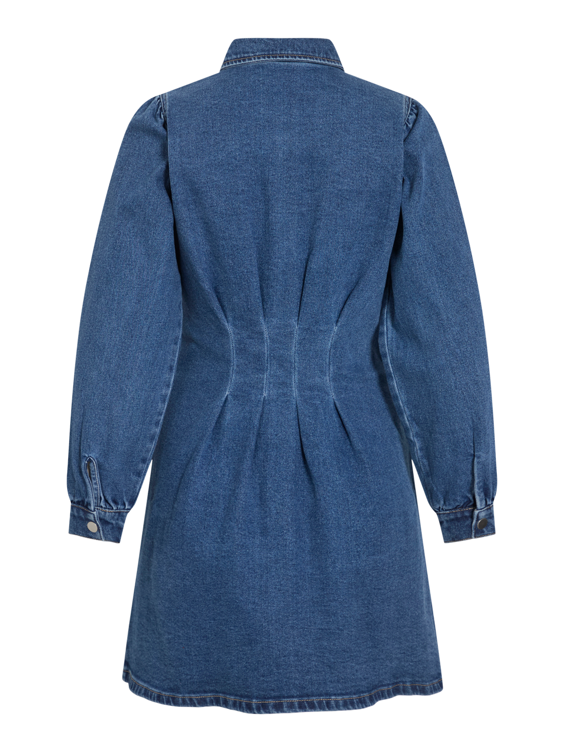 Visol L/s Pleat Denim Dress Mbd/ln Mellomblå