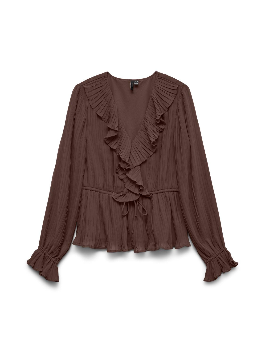 Vmdora L/s Frill Pleat Top Wvn Noos Brun
