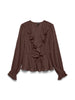 Vmdora L/s Frill Pleat Top Wvn Noos Brun