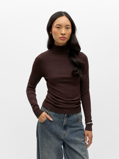 Objthess L/s Rollneck Knit Pullover Noos Brun