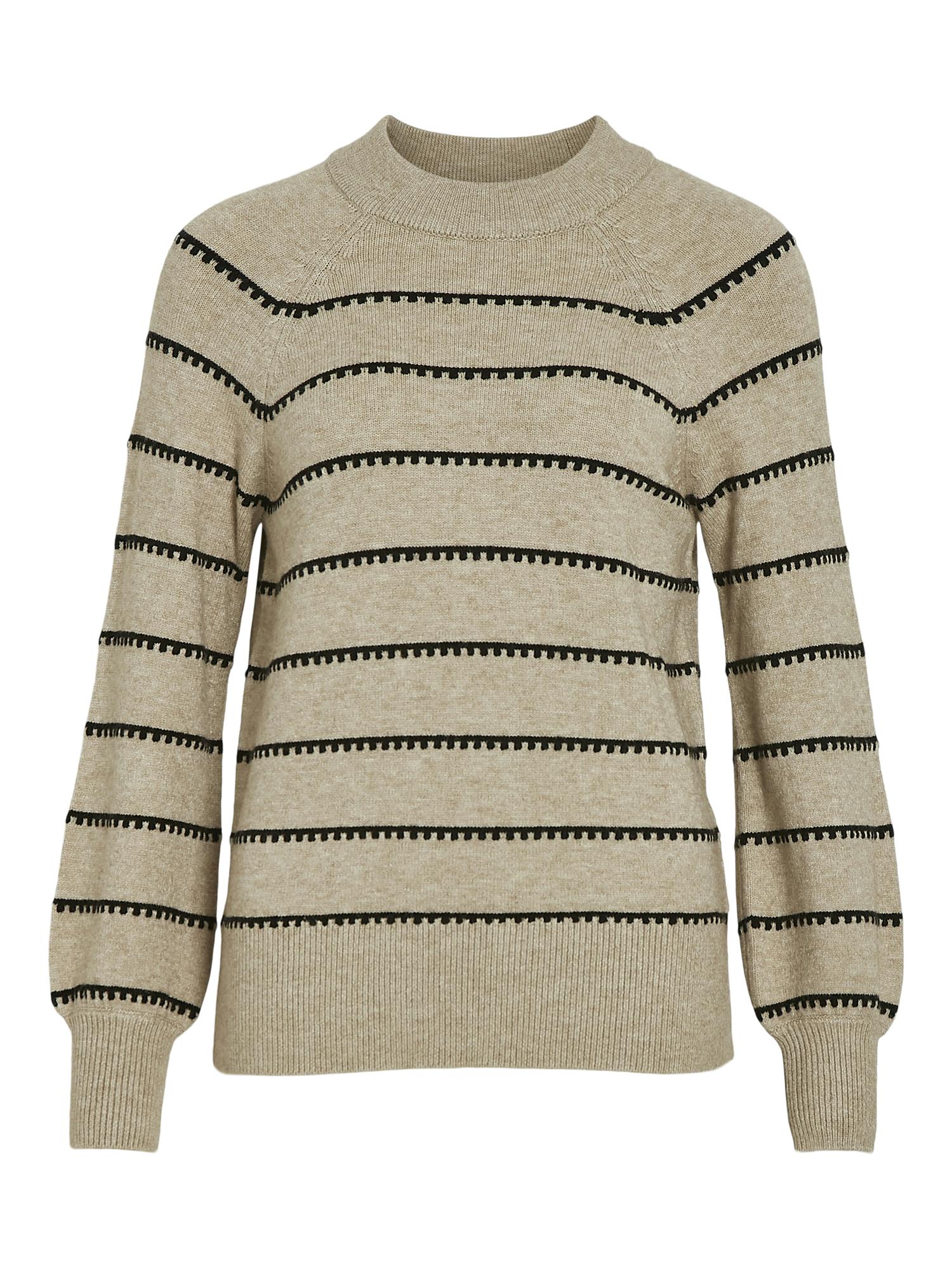 VIRIL CREW NECK L/S STRIPE KNIT TOP Natural Melange