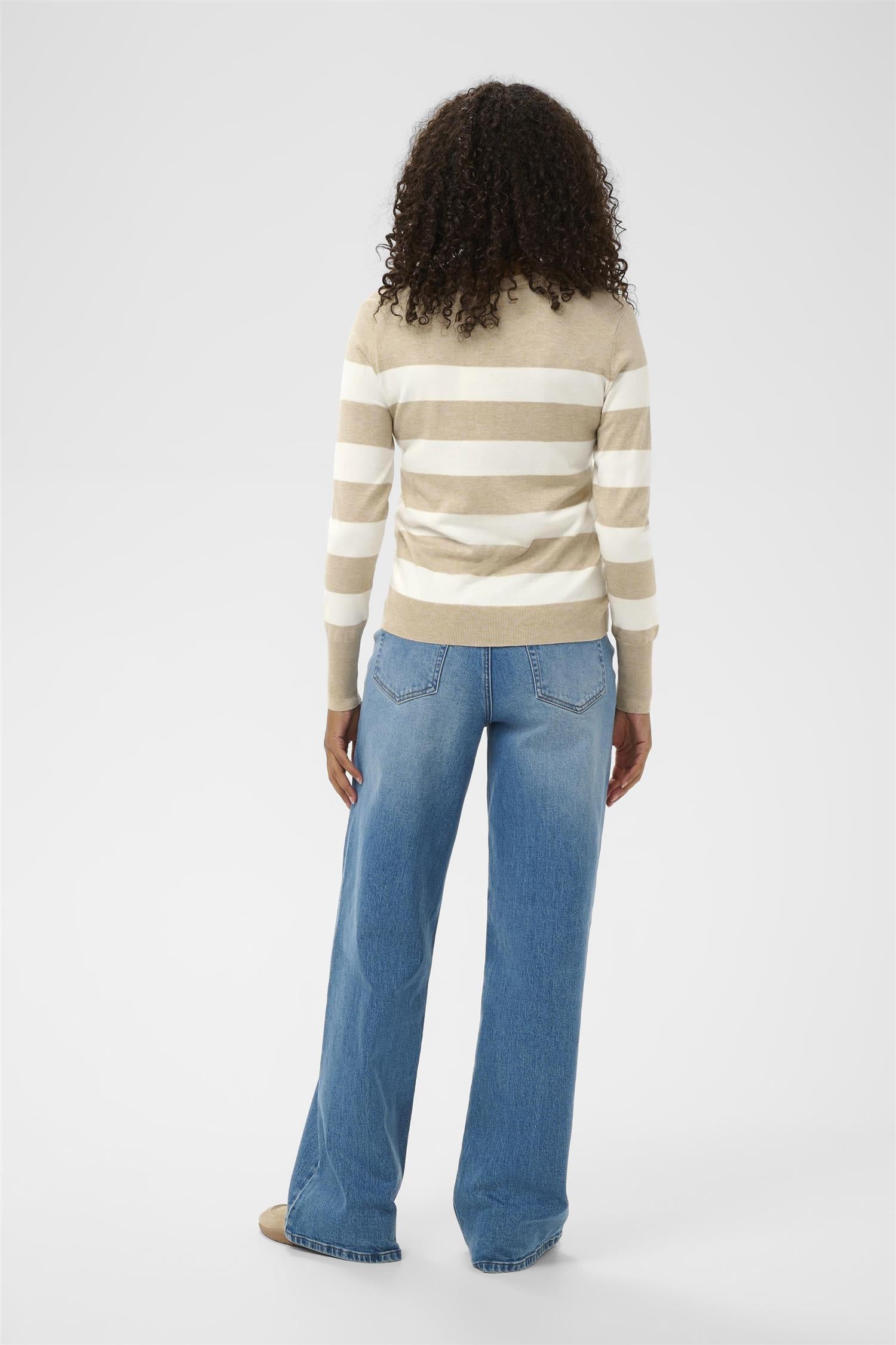 Kalizza Striped Knit Pullover Beige