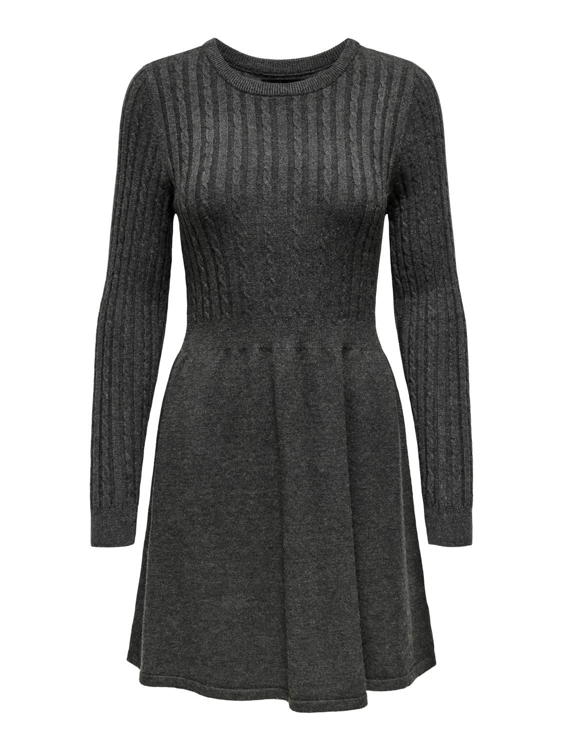 Onlfia Ls Cable Dress Knt Noos Grå