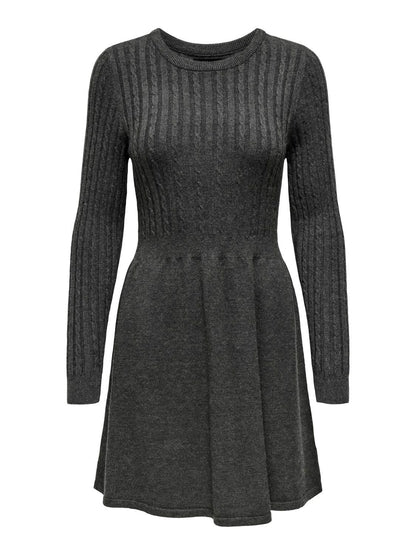 Onlfia Ls Cable Dress Knt Noos Grå