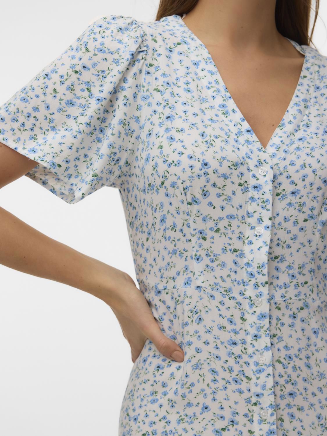Vmalba Ss Calf Dress Wvn Noos Blå