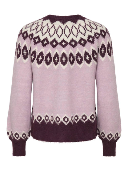 Onlrusty Ls Fair Isle O-Neck Bf Knt Lilla
