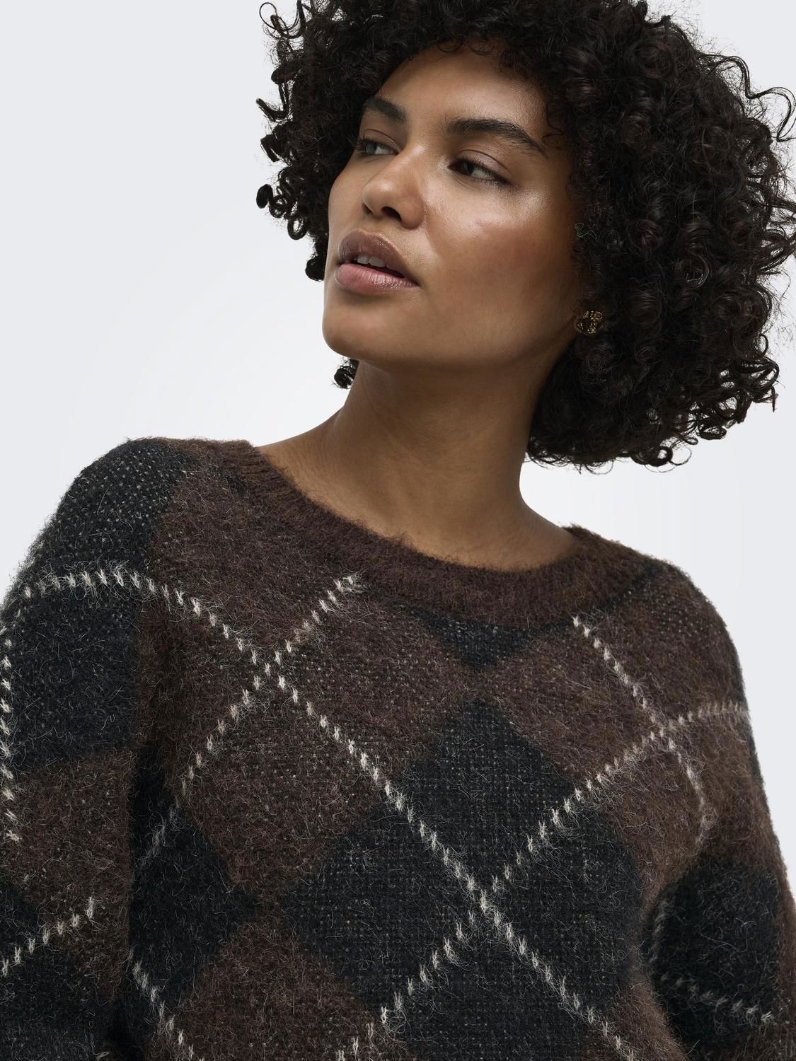 Onlnoeme Ls Pattern O-Neck Nca Knt Brun