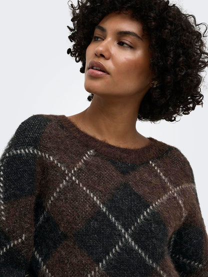 Onlnoeme Ls Pattern O-Neck Nca Knt Brun